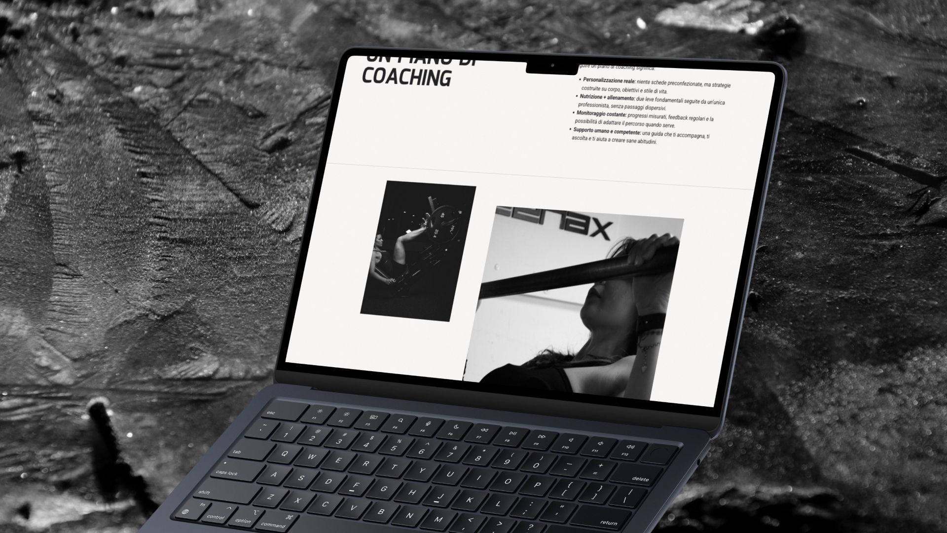 The coaching plan page, with the list of what it includes and two training photos